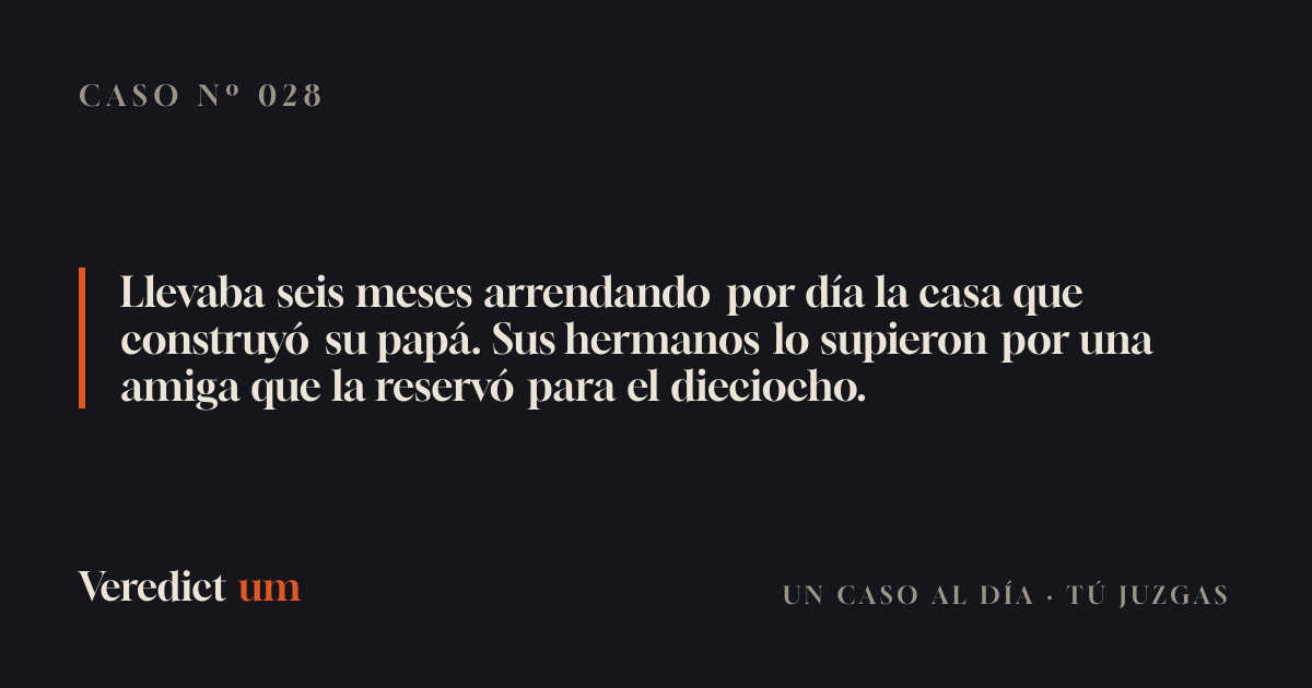 Llevaba seis meses arrendando por día la casa que construyó su papá. Sus hermanos lo supieron por una amiga que la reservó para el dieciocho.