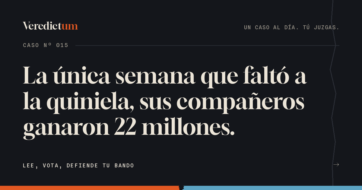 Puso cien pesos cada viernes durante seis años. La semana que operaron a su hija, no puso. Ese sábado cayeron veintidós millones.